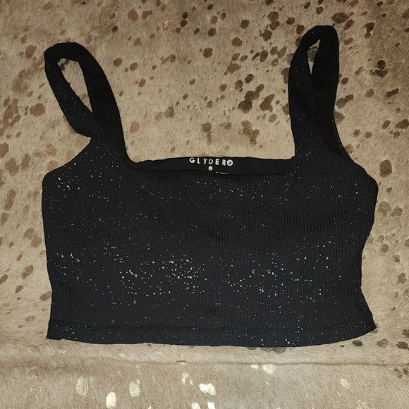Glyder Gold and Black Sequin Crop Tank - Picture 1 of 4
